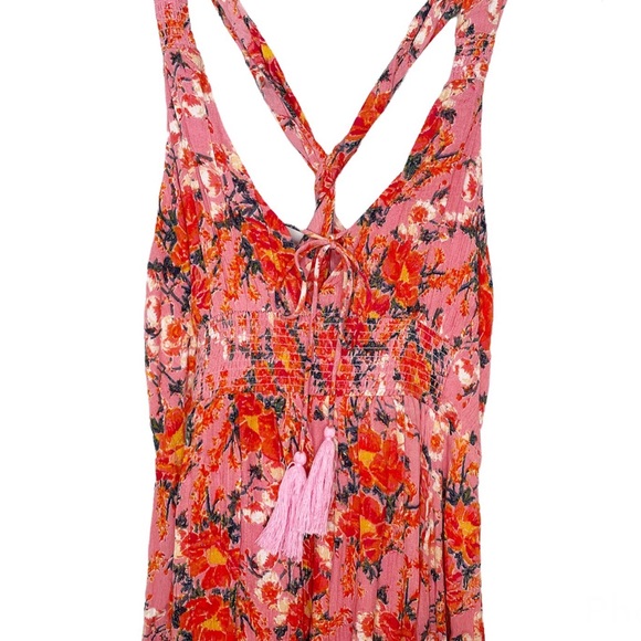 Free People Floral Smocked V-Neck Mini Dress - Picture 4 of 8